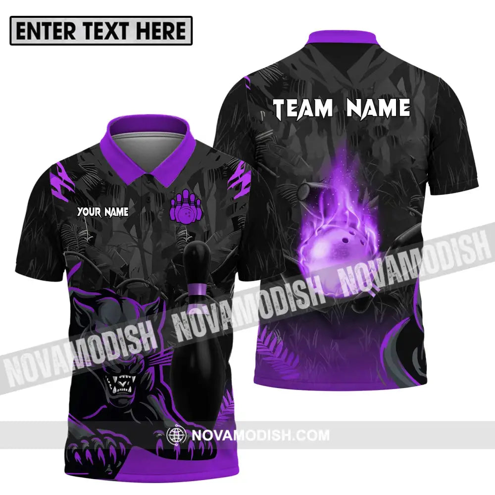 Unisex Shirt - Custom Name And Team Name Sport Shirt Black Panther Bowling Polo Shirt / S T-shirt