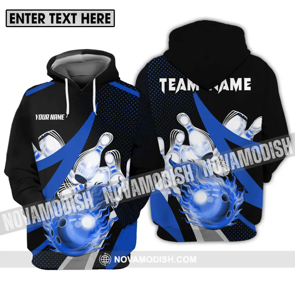 Unisex Shirt - Custom Name And Team Sport Bowling Shirt Blue Bowling Ball Hoodie / S T-shirt