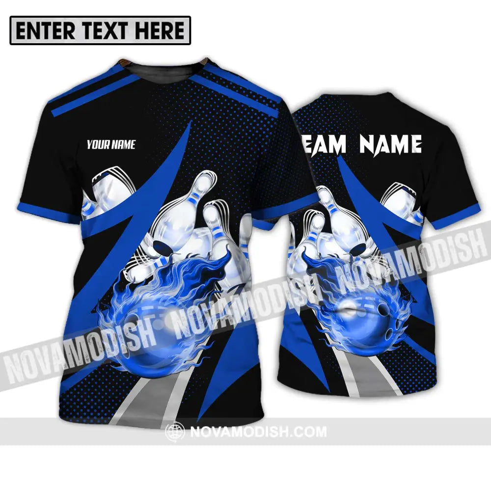 Unisex Shirt - Custom Name And Team Sport Bowling Shirt Blue Bowling Ball T-Shirt / S T-shirt