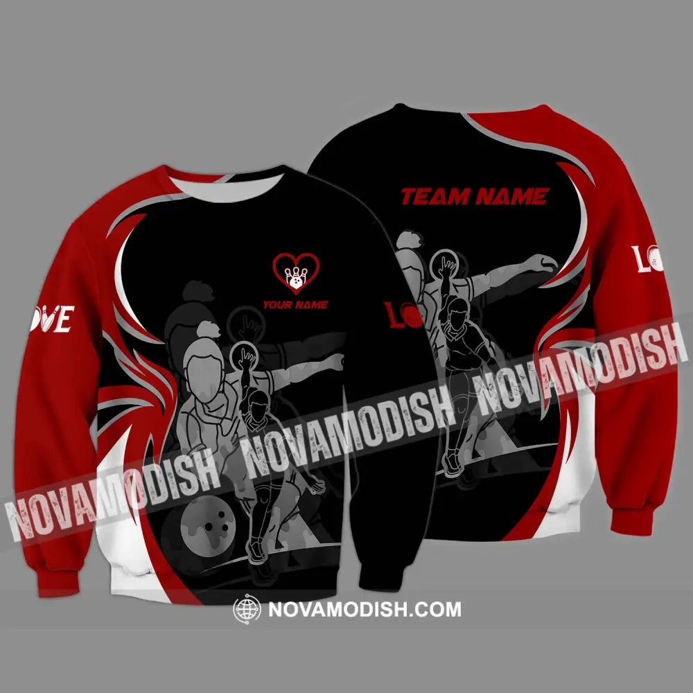 Unisex Shirt - Custom Name And Team Name Sport Shirt Bowling Player Long Sleeve / S T-shirt