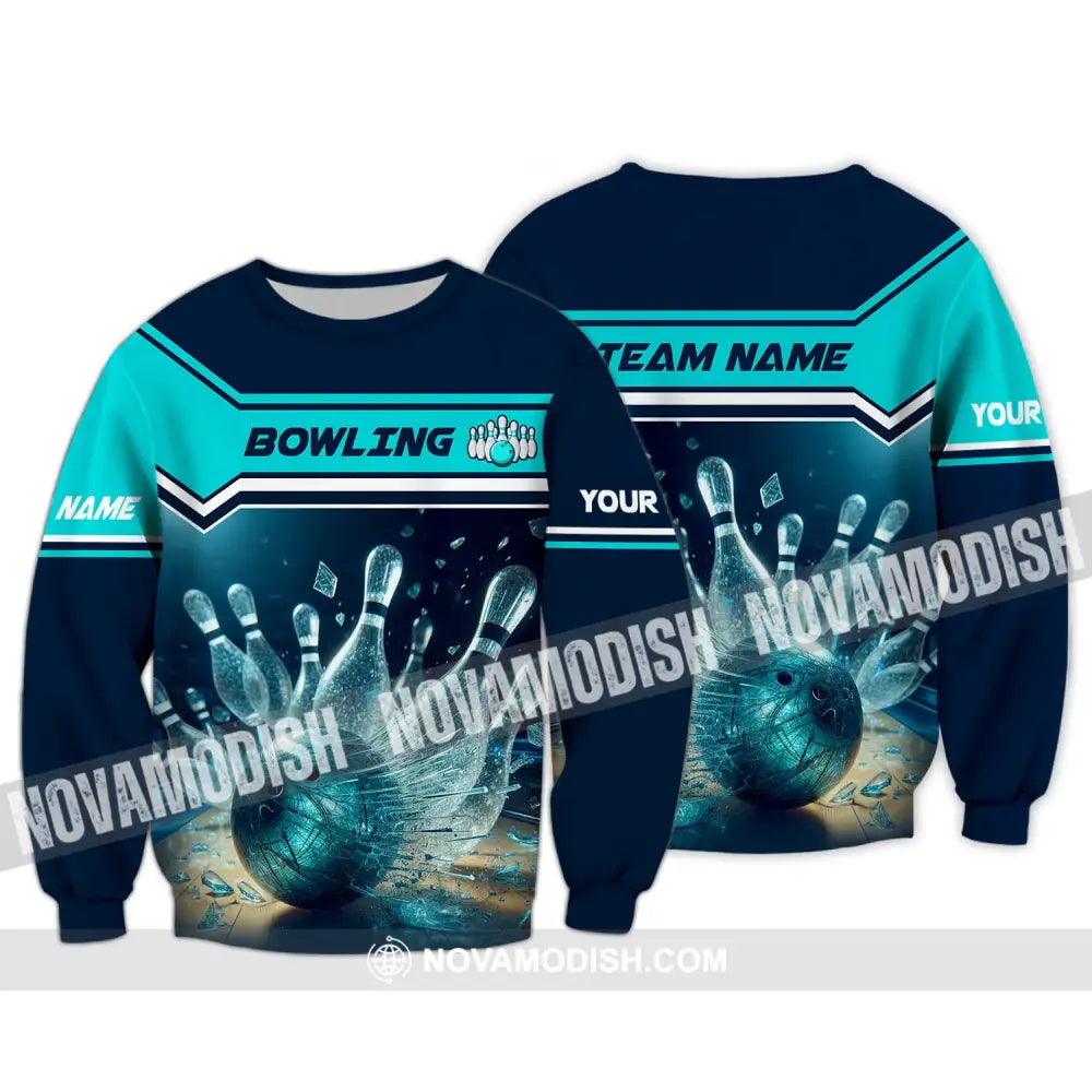 Unisex Shirt - Custom Name And Team Name Sport Shirt Crystal Bowling Long Sleeve / S T-shirt