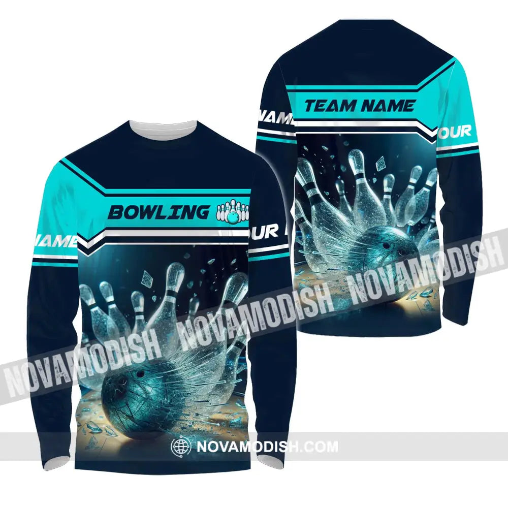 Unisex Shirt - Custom Name And Team Name Sport Shirt Crystal Bowling Long Sleeve Shirt / S T-shirt