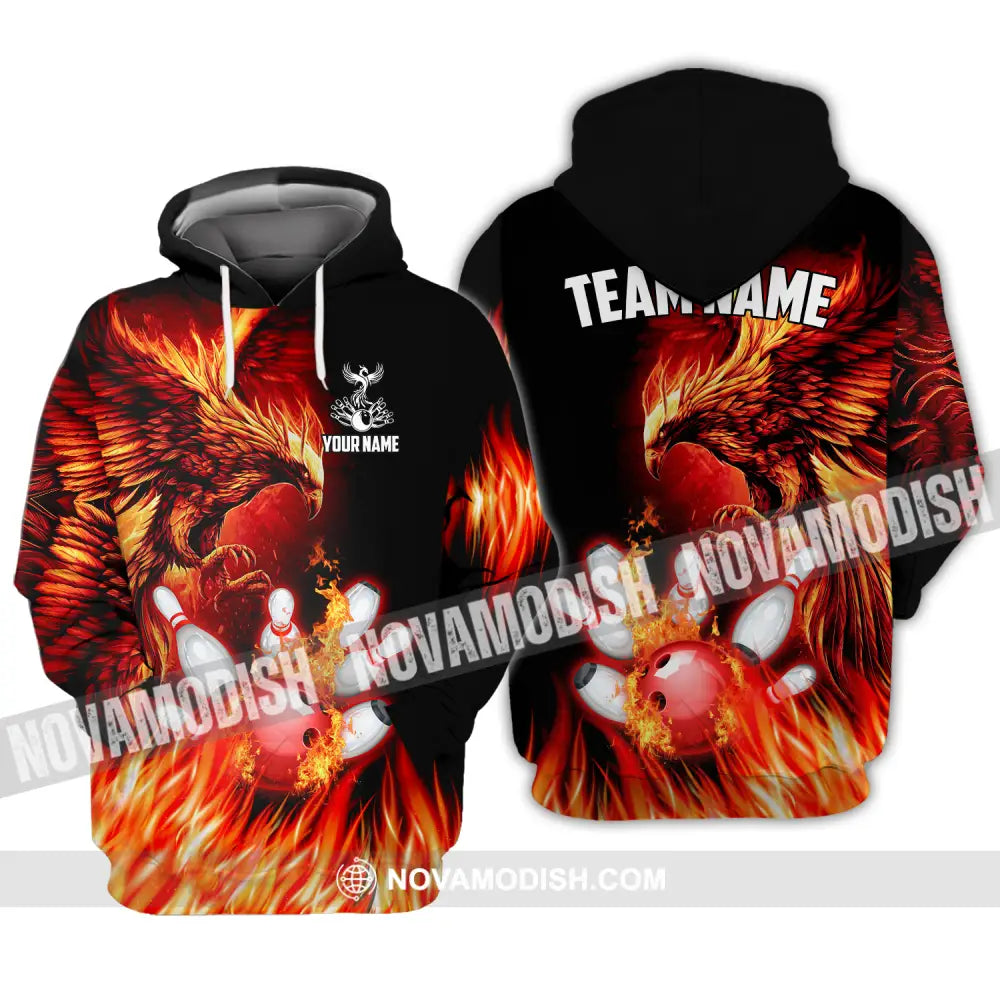 Unisex Shirt - Custom Name And Team Name Sport Shirt Fire Eagle Bowling Hoodie / S T-shirt