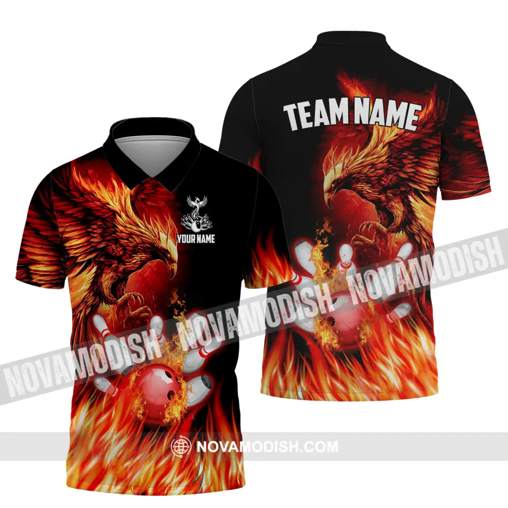 Unisex Shirt - Custom Name And Team Name Sport Shirt Fire Eagle Bowling Polo Shirt / S T-shirt