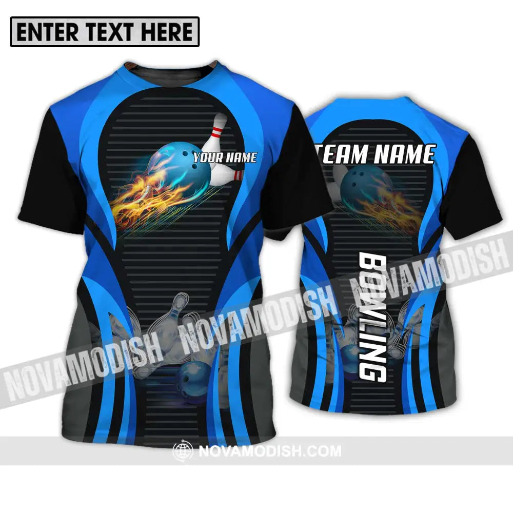 Unisex Shirt - Custom Name And Team Name Sport Shirt Fire Ice Bowling Ball T-Shirt / S T-shirt
