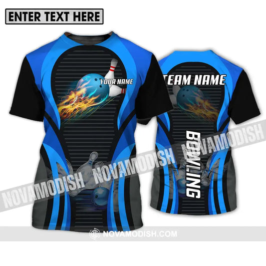 Unisex Shirt - Custom Name And Team Name Sport Shirt Fire Ice Bowling Ball T-Shirt / S T-shirt