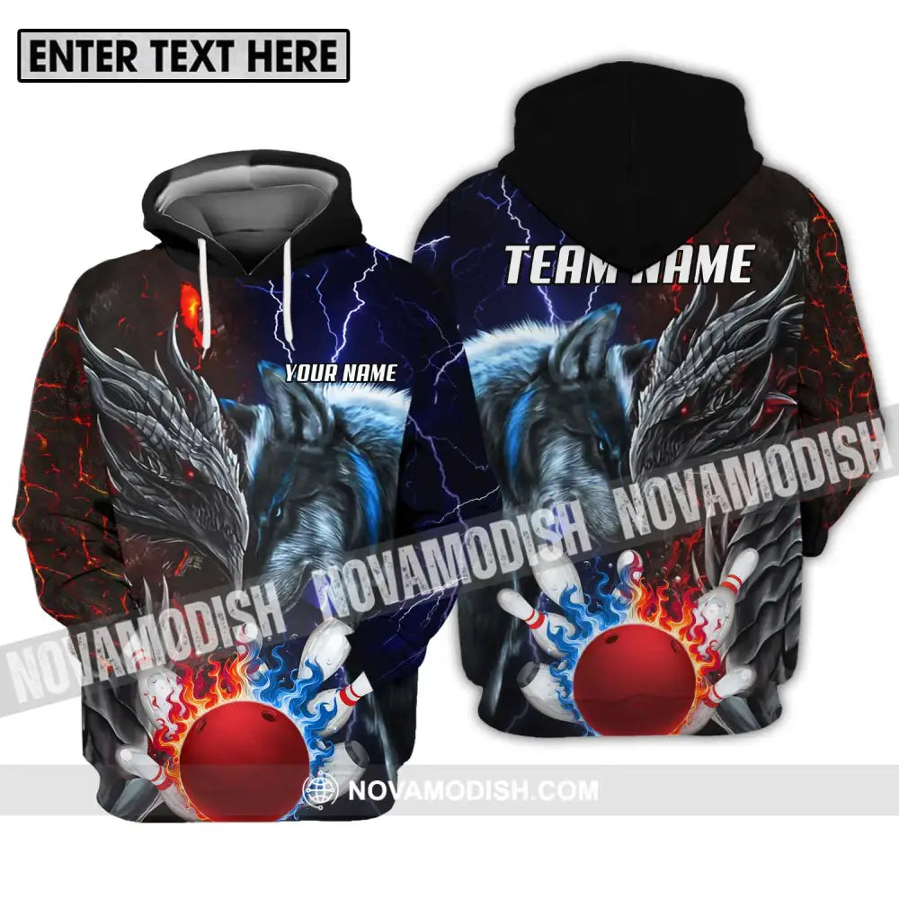 Unisex Shirt - Custom Name And Team Name Sport Shirt Fire Ice Bowling King Hoodie / S T-shirt