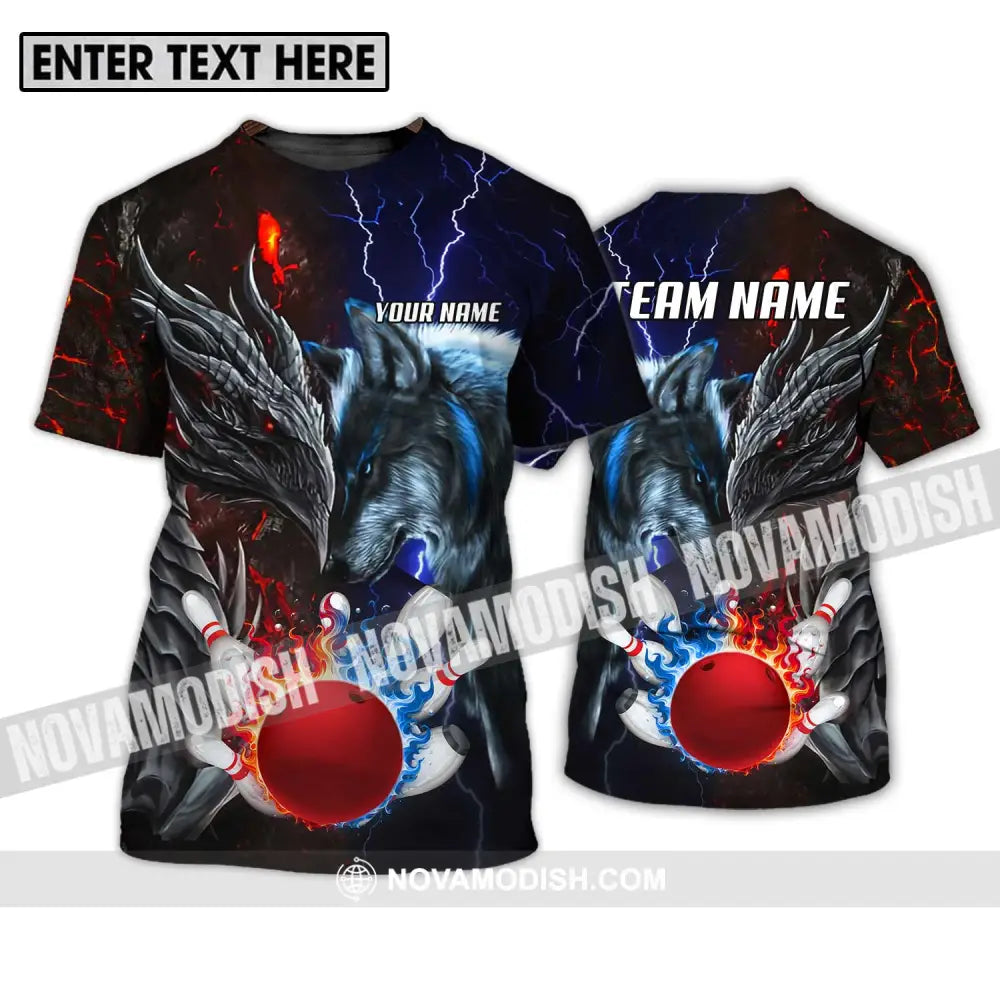 Unisex Shirt - Custom Name And Team Name Sport Shirt Fire Ice Bowling King T-Shirt / S T-shirt
