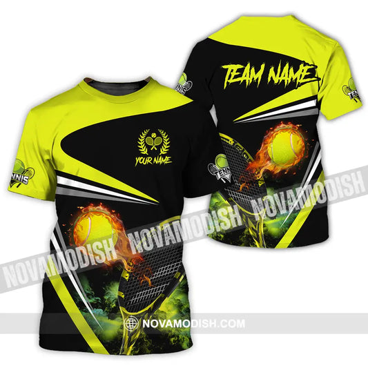 Unisex Shirt - Custom Name And Team Name Sport Shirt Fire Tennis Ball T-Shirt / S T-shirt