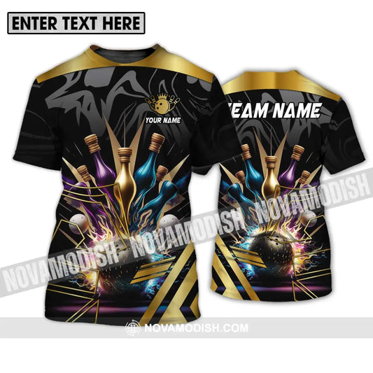 Unisex Shirt - Custom Name And Team Name Sport Shirt Golden Color Bowling T-Shirt / S T-shirt