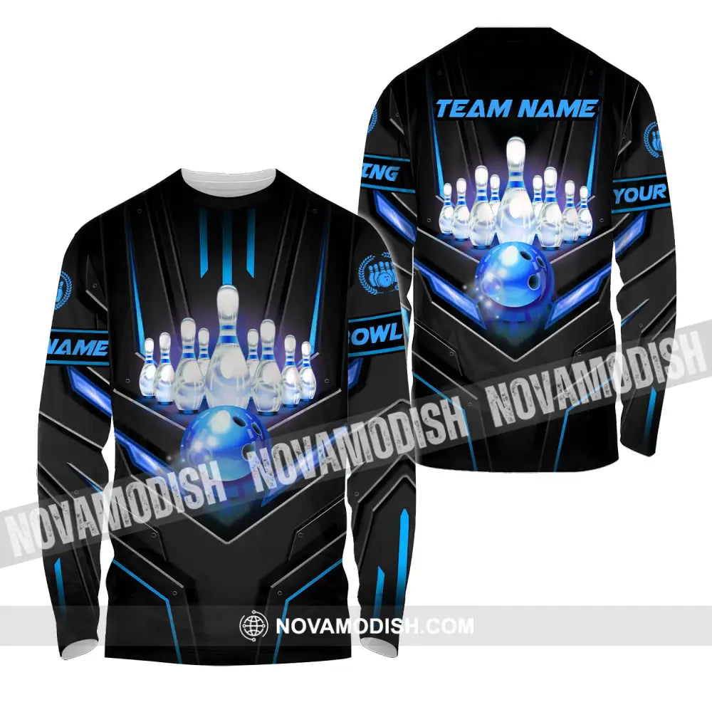 Unisex Shirt - Custom Name And Team Name Sport Shirt Ice Bowling Long Sleeve Shirt / S T-shirt