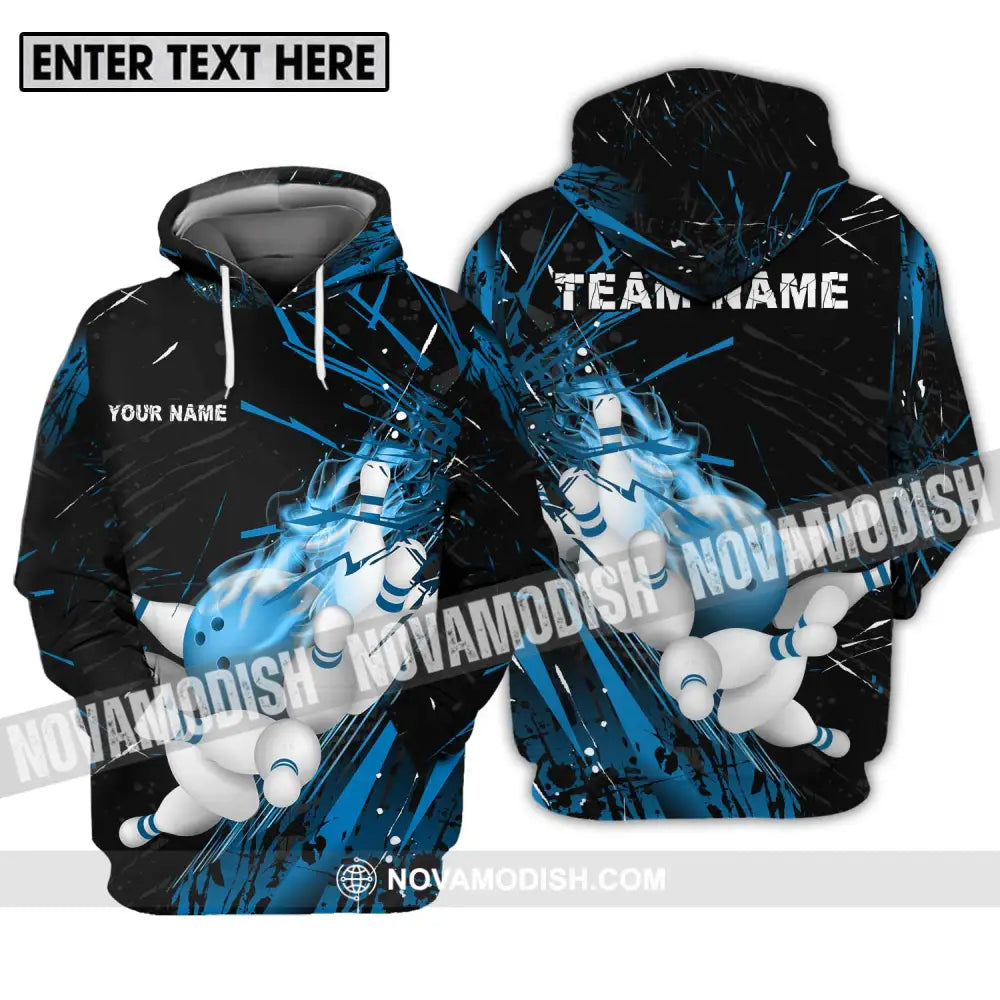 Unisex Shirt - Custom Name And Team Name Sport Shirt Ice Flash Bowling Hoodie / S T-shirt