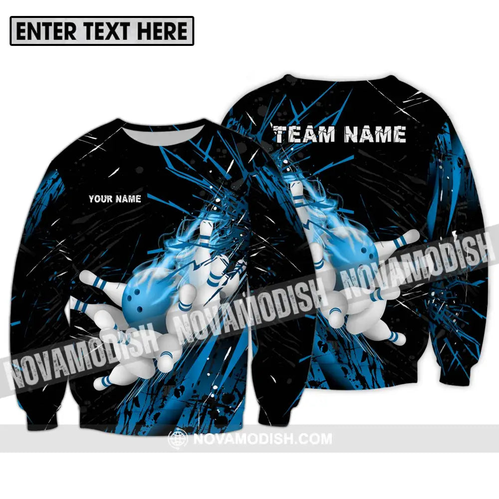 Unisex Shirt - Custom Name And Team Name Sport Shirt Ice Flash Bowling Long Sleeve / S T-shirt
