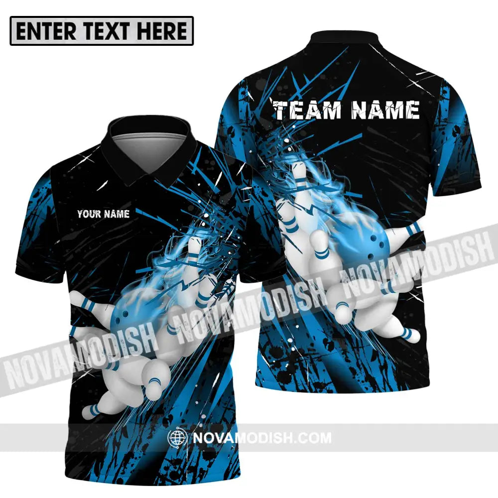 Unisex Shirt - Custom Name And Team Name Sport Shirt Ice Flash Bowling Polo Shirt / S T-shirt