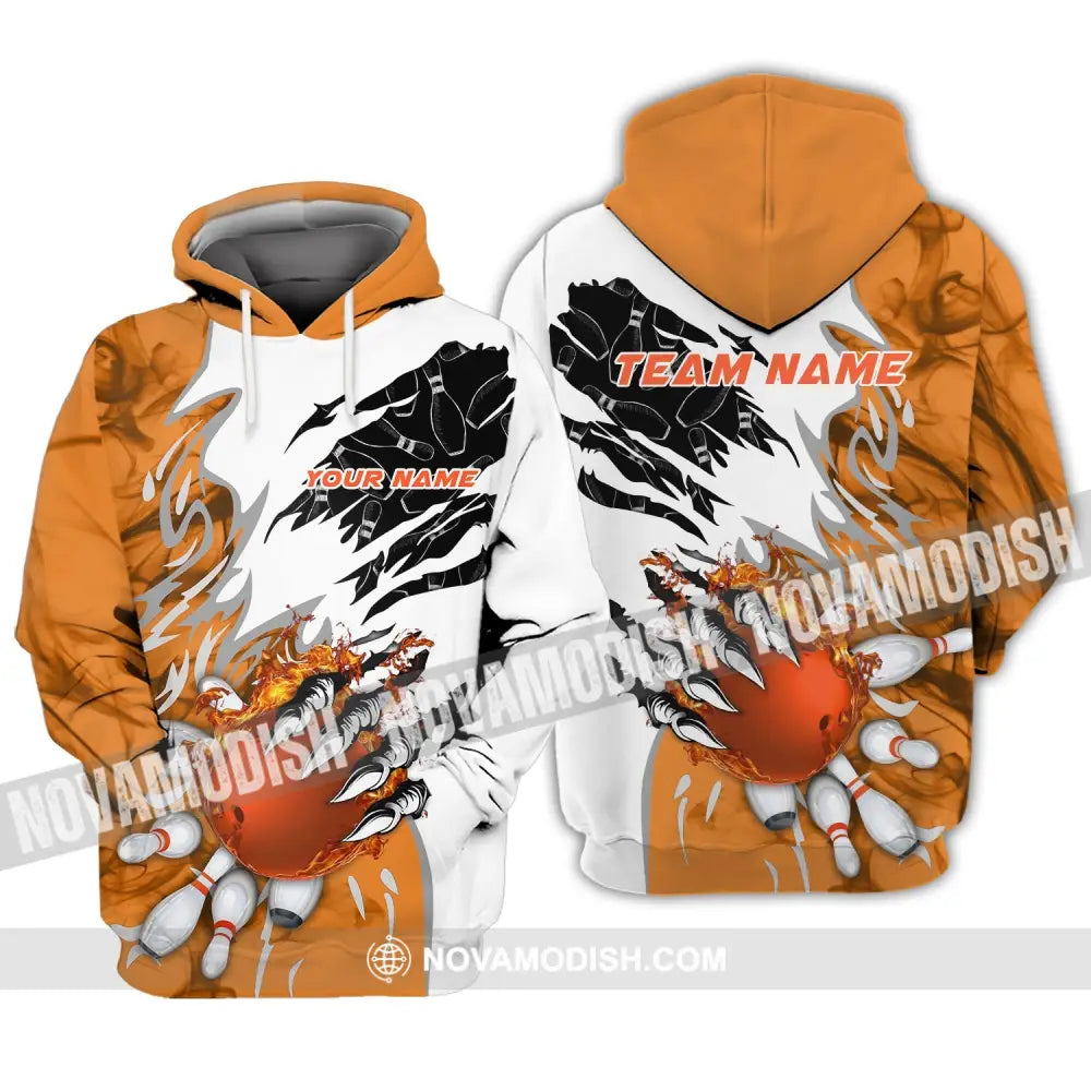 Unisex Shirt - Custom Name And Team Name Sport Shirt Orange Bowling Hoodie / S T-shirt