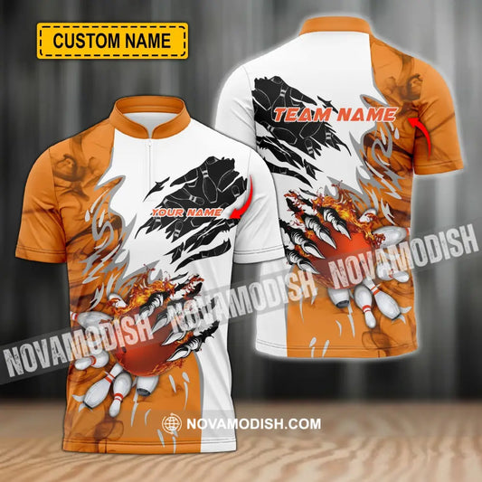 Unisex Shirt - Custom Name And Team Name Sport Shirt Orange Bowling T-shirt