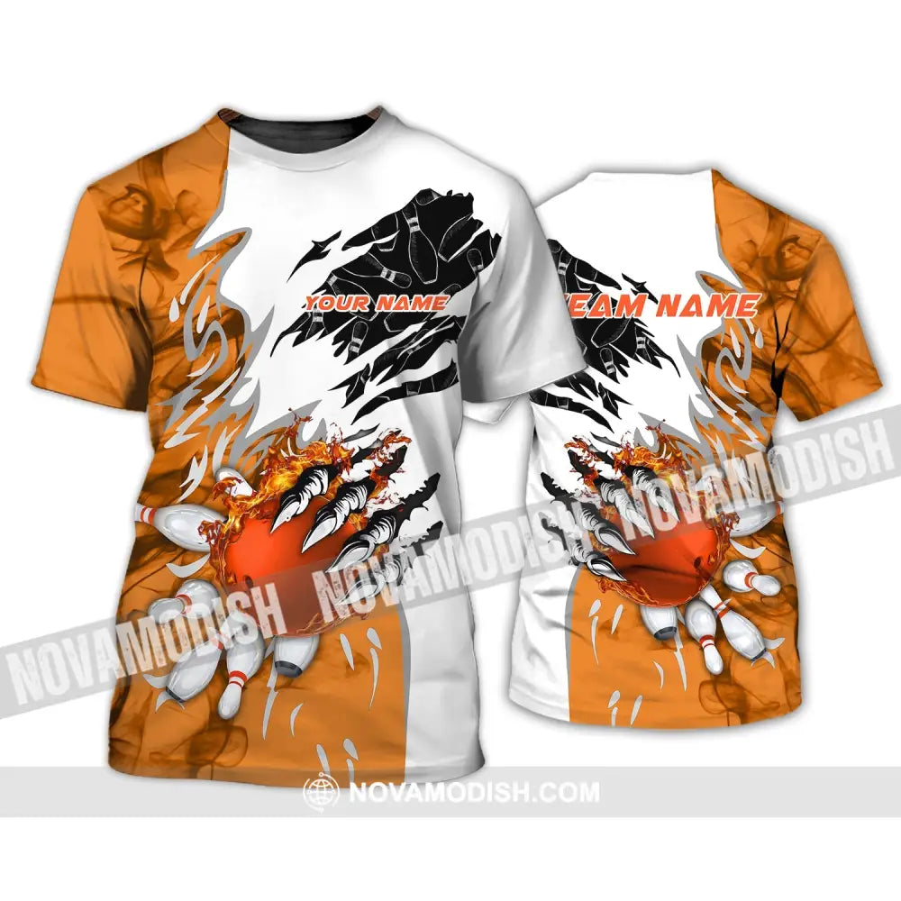 Unisex Shirt - Custom Name And Team Name Sport Shirt Orange Bowling T-Shirt / S T-shirt