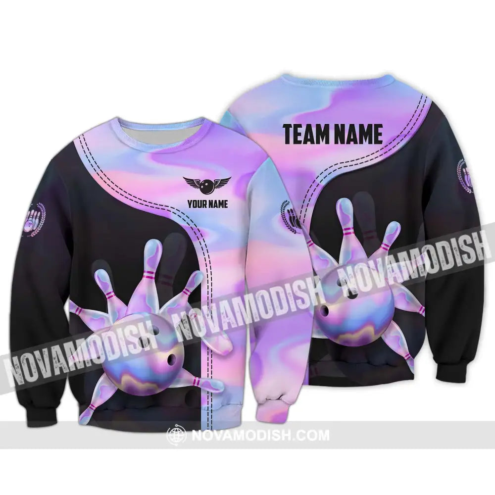 Unisex Shirt - Custom Name And Team Name Sport Shirt Pastel Color Bowling Long Sleeve / S T-shirt