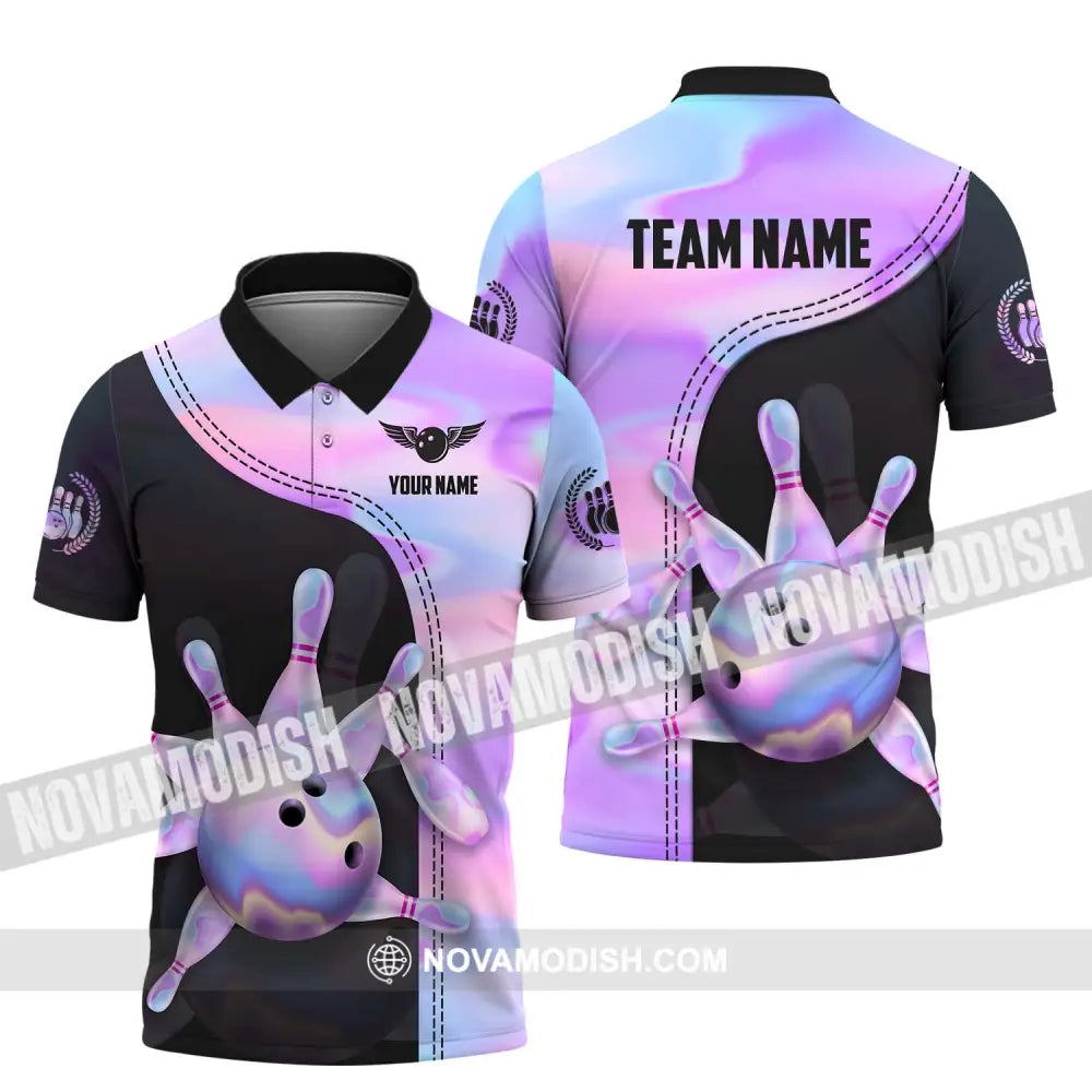 Unisex Shirt - Custom Name And Team Name Sport Shirt Pastel Color Bowling Polo Shirt / S T-shirt