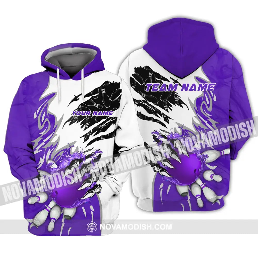 Unisex Shirt - Custom Name And Team Name Sport Shirt Purple Bowling Hoodie / S T-shirt