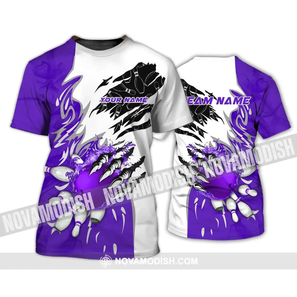 Unisex Shirt - Custom Name And Team Name Sport Shirt Purple Bowling T-Shirt / S T-shirt