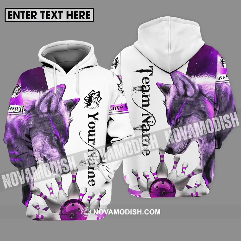 Unisex Shirt - Custom Name And Team Name Sport Shirt Purple Wolf Bowling Hoodie / S T-shirt