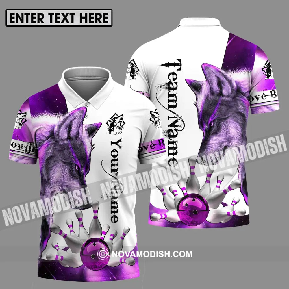 Unisex Shirt - Custom Name And Team Name Sport Shirt Purple Wolf Bowling Polo Shirt / S T-shirt
