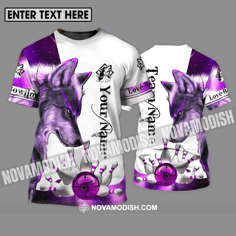 Unisex Shirt - Custom Name And Team Name Sport Shirt Purple Wolf Bowling T-Shirt / S T-shirt