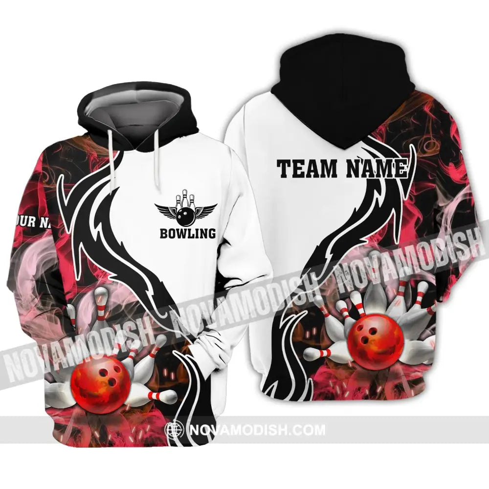 Unisex Shirt - Custom Name And Team Name Sport Shirt Red Bowling Hoodie / S T-shirt