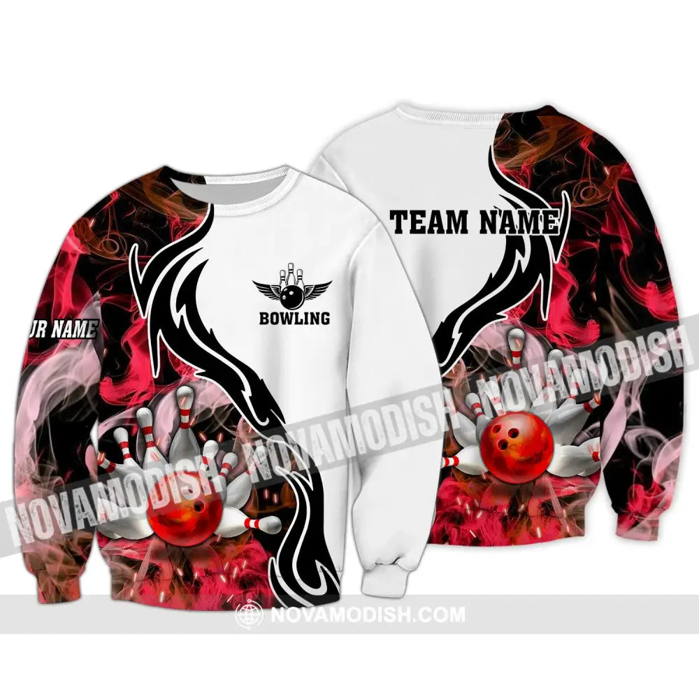 Unisex Shirt - Custom Name And Team Name Sport Shirt Red Bowling Long Sleeve / S T-shirt