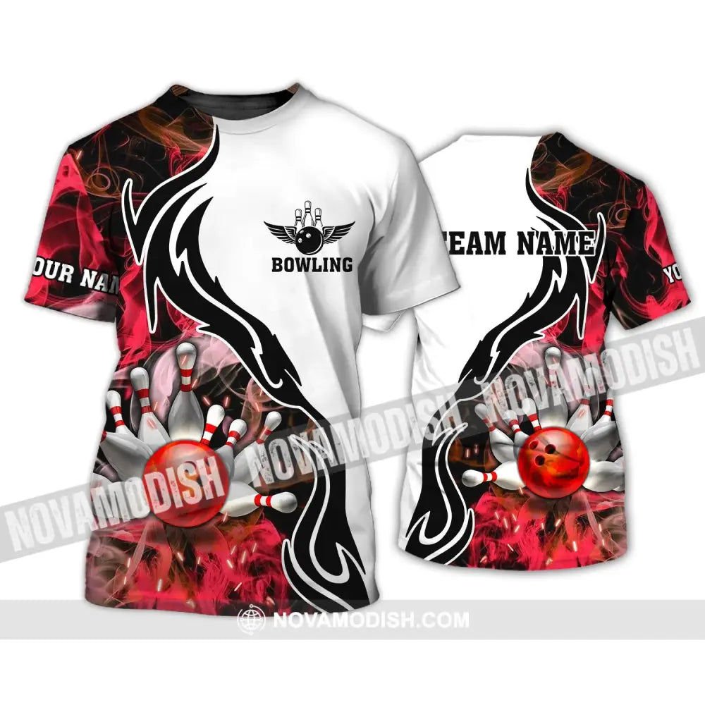 Unisex Shirt - Custom Name And Team Name Sport Shirt Red Bowling T-Shirt / S T-shirt