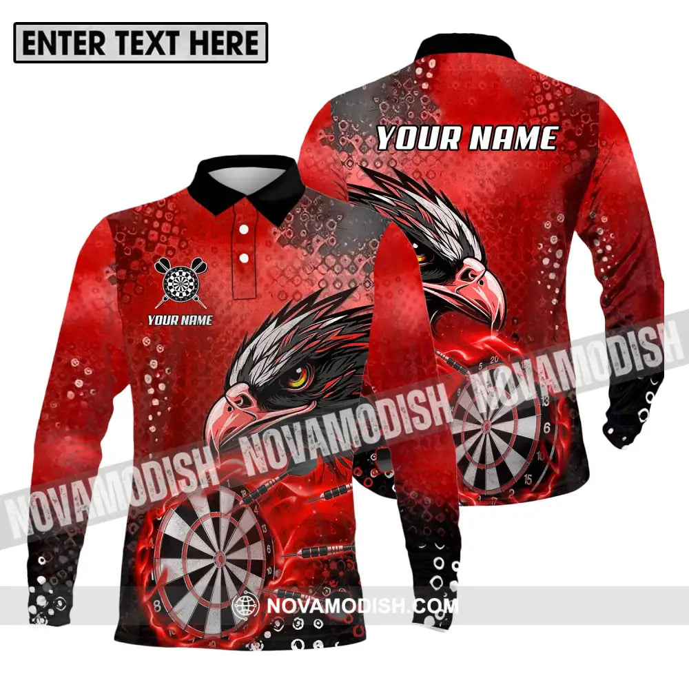 Unisex Shirt - Custom Name And Team Name Sport Shirt Red Eagle Darts Long Sleeve Polo / S T-shirt