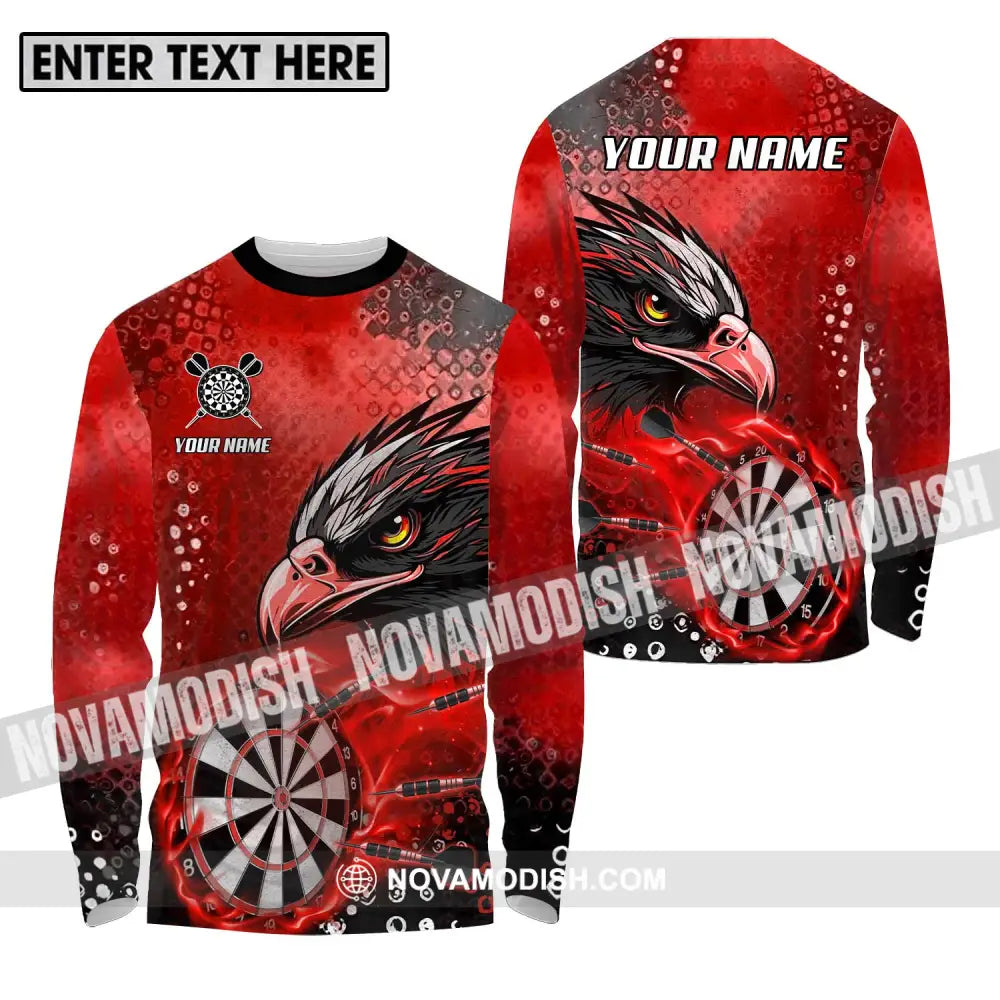 Unisex Shirt - Custom Name And Team Name Sport Shirt Red Eagle Darts Long Sleeve Shirt / S T-shirt