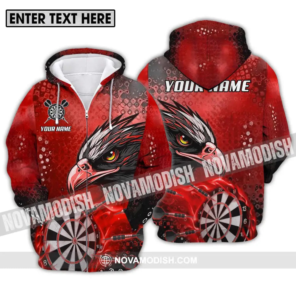 Unisex Shirt - Custom Name And Team Name Sport Shirt Red Eagle Darts Zipper Hoodie / S T-shirt