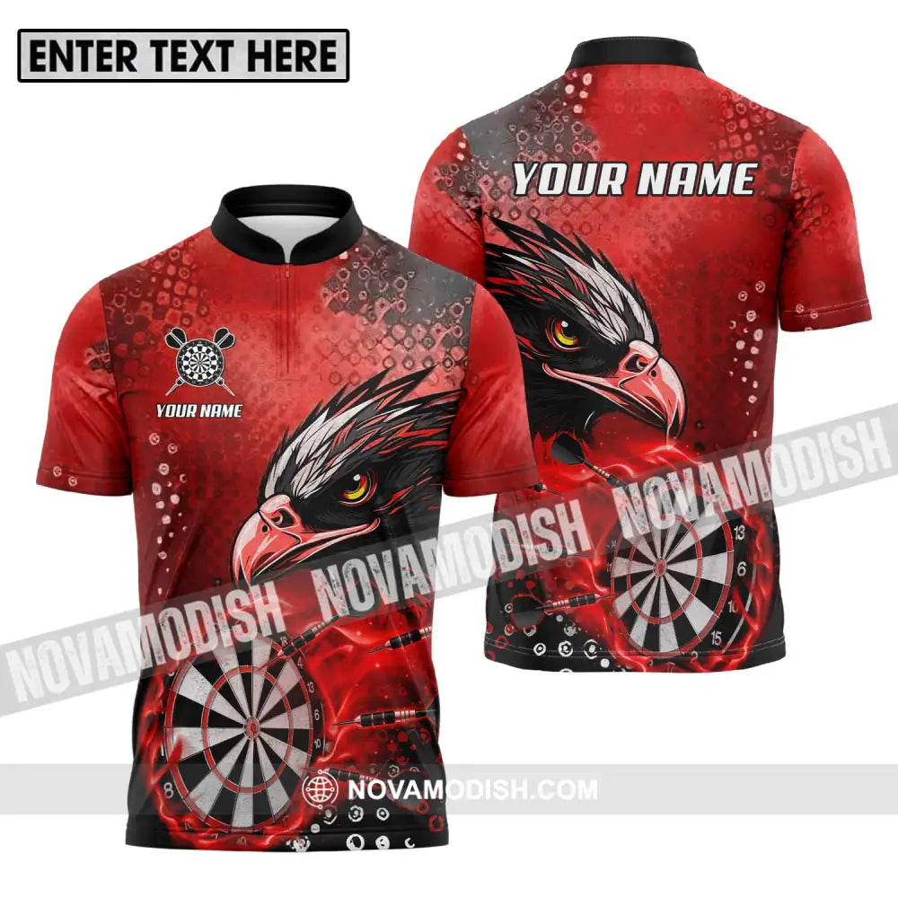 Unisex Shirt - Custom Name And Team Name Sport Shirt Red Eagle Darts Zipper Polo Shirt / S T-shirt
