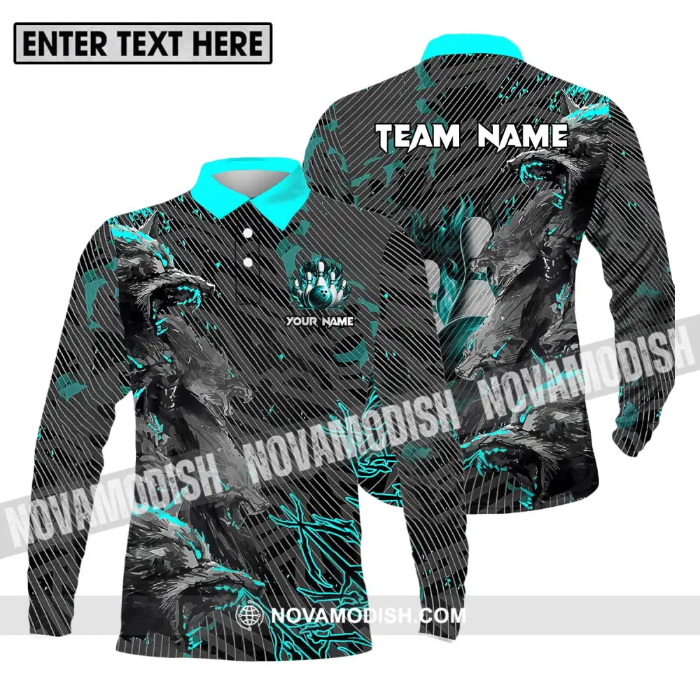 Unisex Shirt - Custom Name And Team Name Sport Shirt Wolves Bowling Long Sleeve Polo / S T-shirt