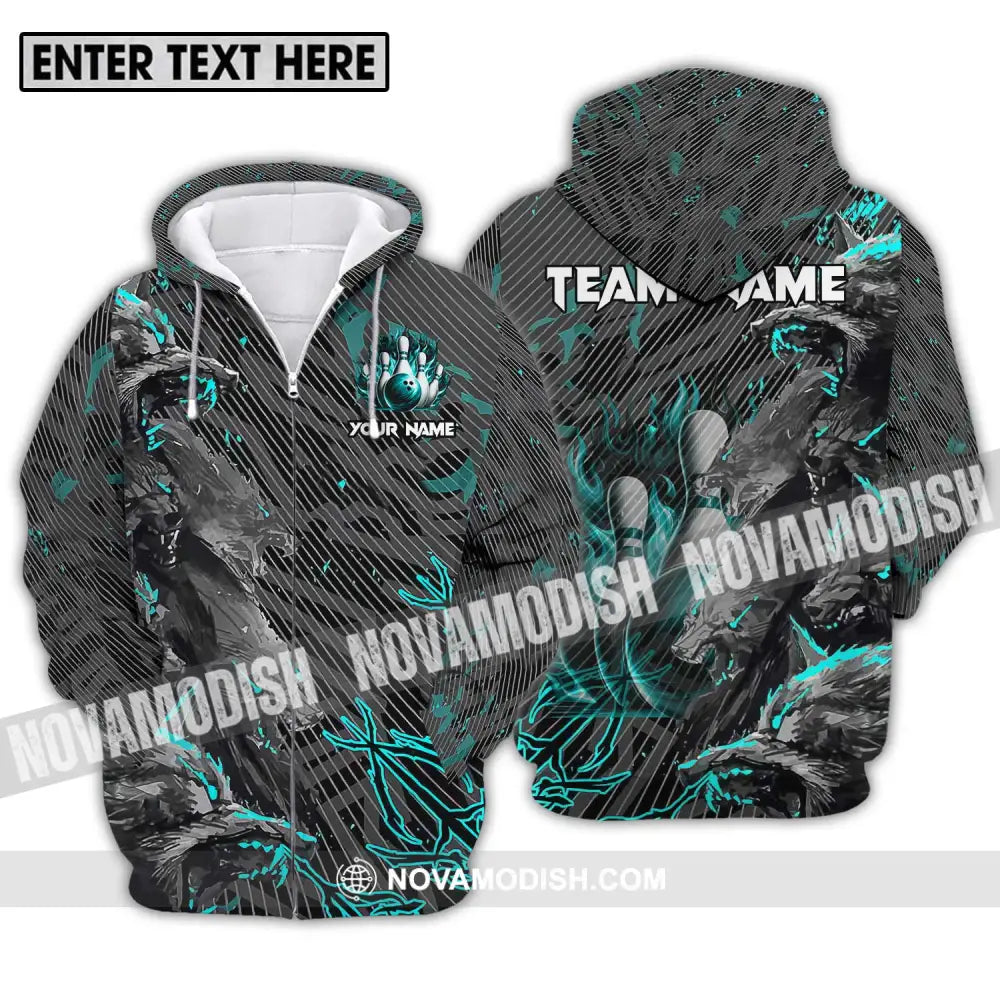 Unisex Shirt - Custom Name And Team Name Sport Shirt Wolves Bowling Zipper Hoodie / S T-shirt