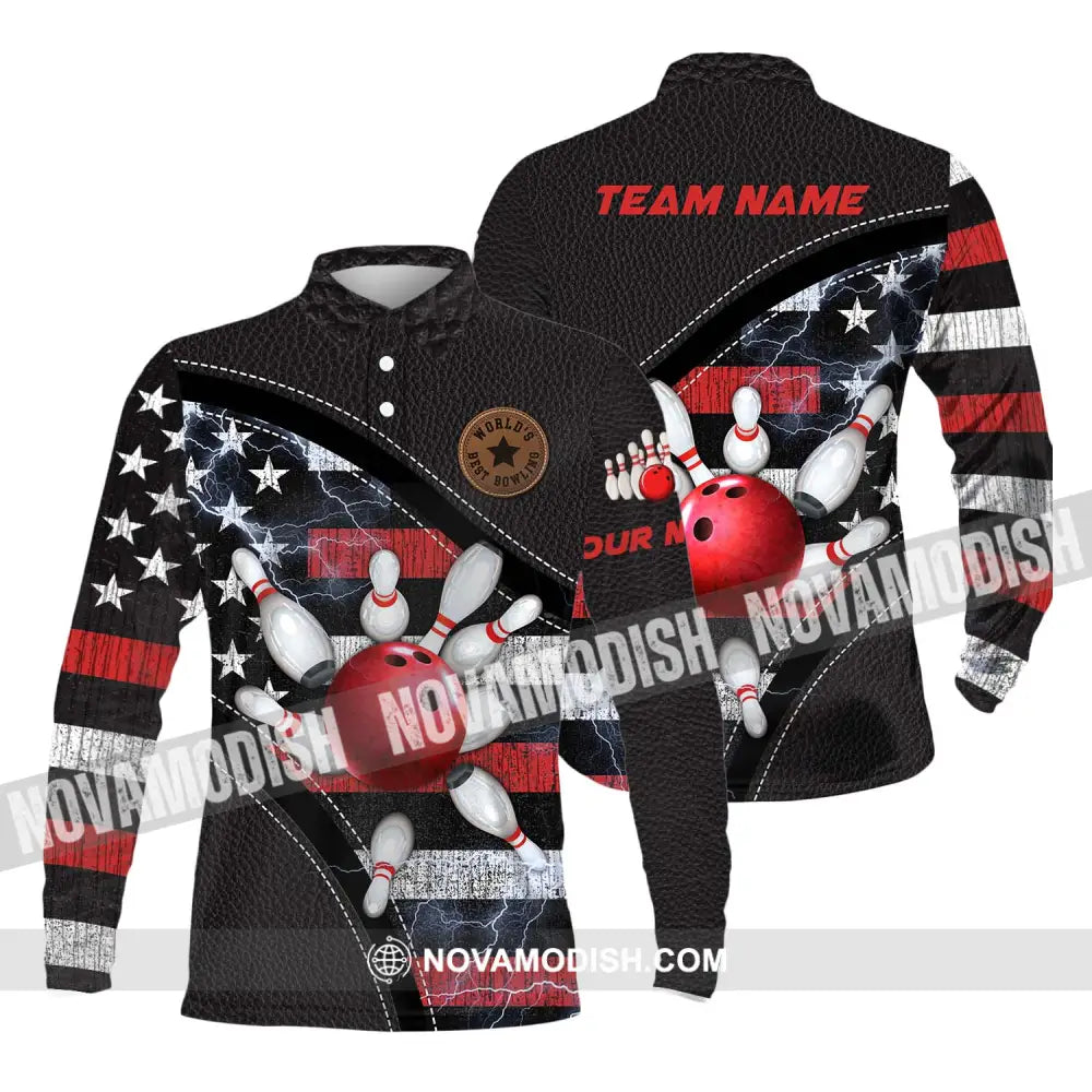 Unisex Shirt - Custom Name And Team Name Sport Shirt World’s Best Bowling Long Sleeve Polo / S T-shirt