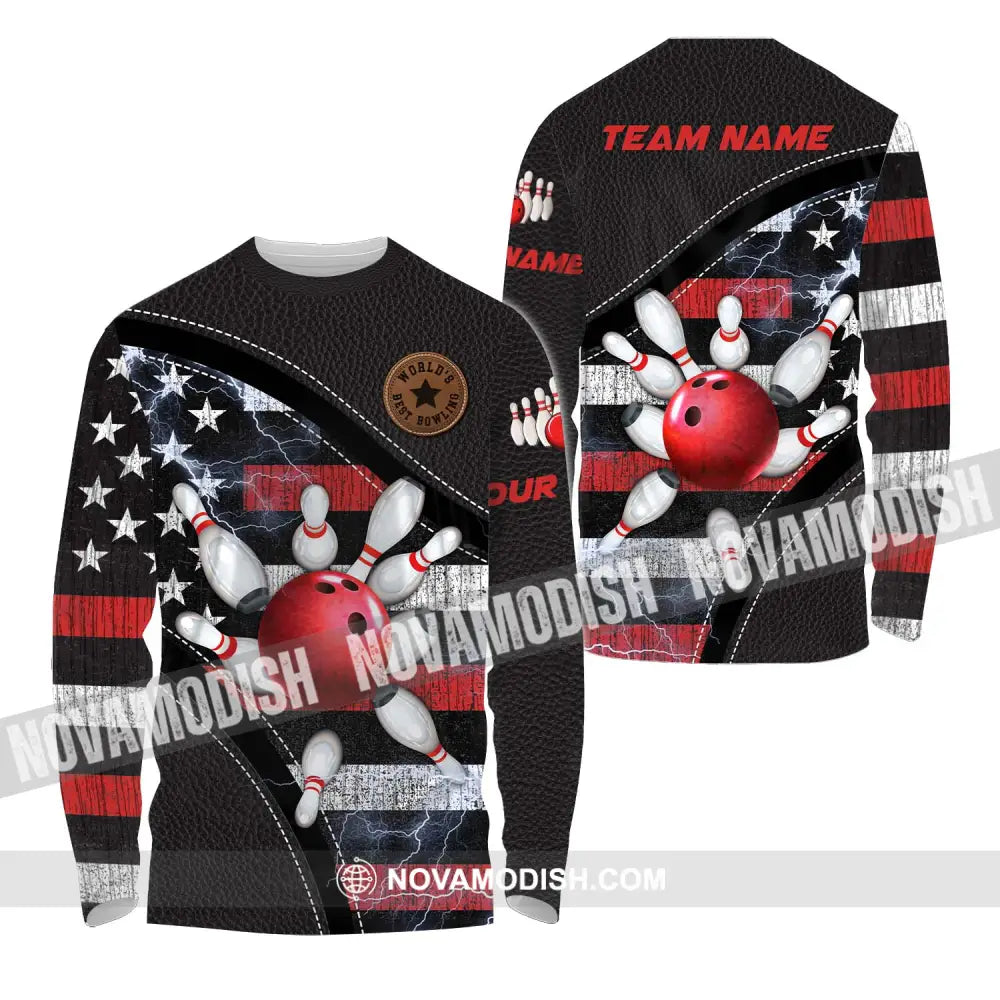 Unisex Shirt - Custom Name And Team Name Sport Shirt World’s Best Bowling Long Sleeve Shirt / S T-shirt
