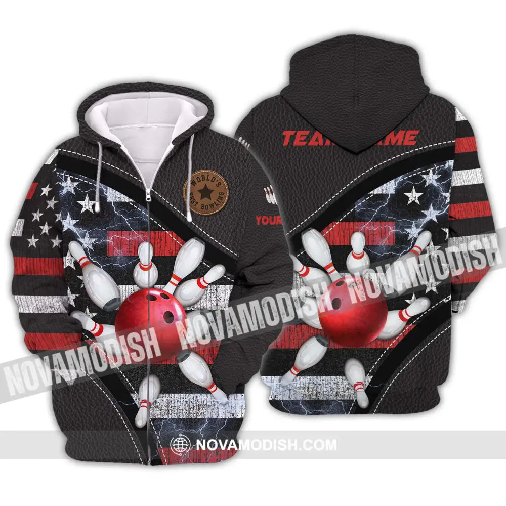 Unisex Shirt - Custom Name And Team Name Sport Shirt World’s Best Bowling Zipper Hoodie / S T-shirt