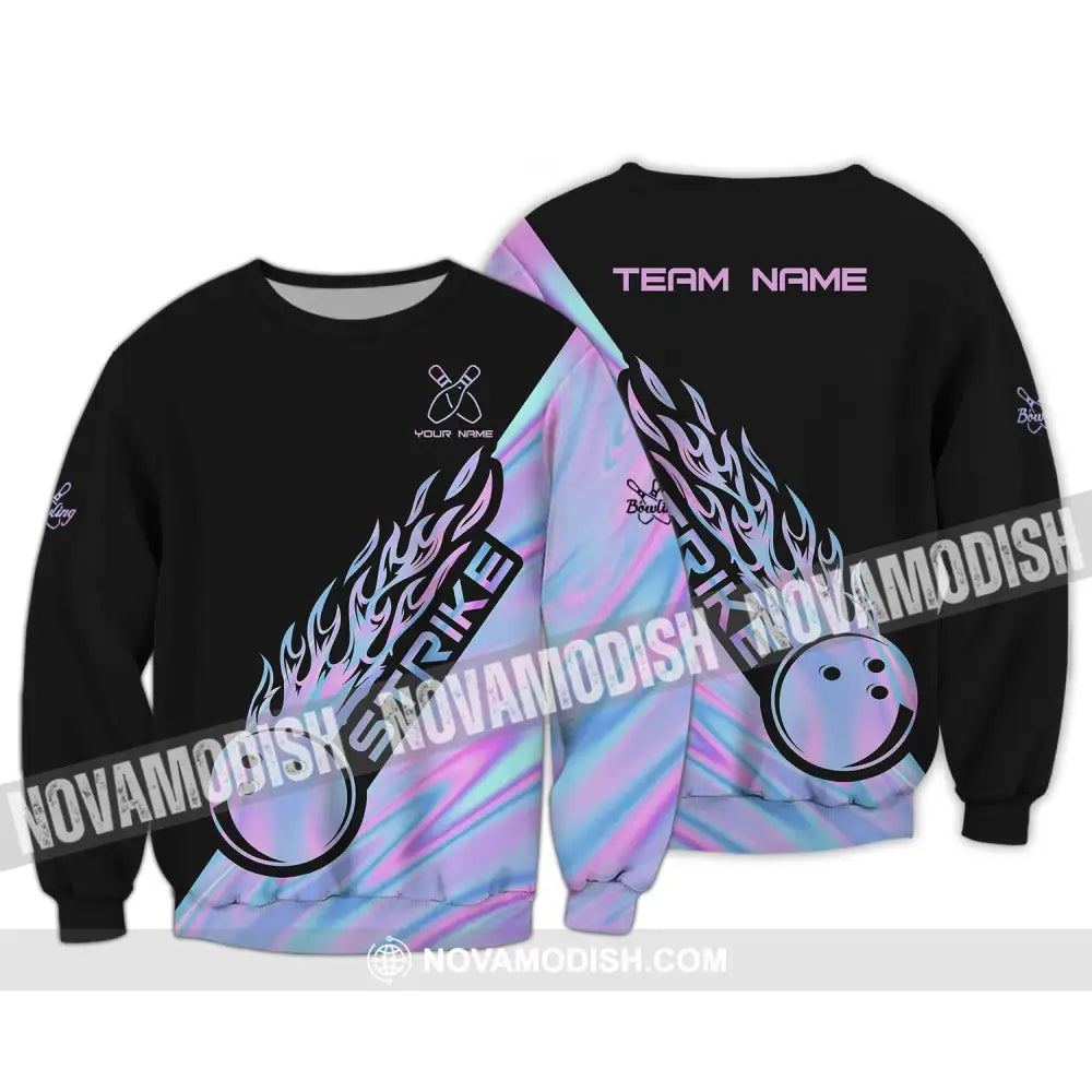 Unisex Shirt - Custom Name And Team Name Shirt - Strike Bowling - Bowling Lover Gift - Bowling Shirt Long Sleeve / S