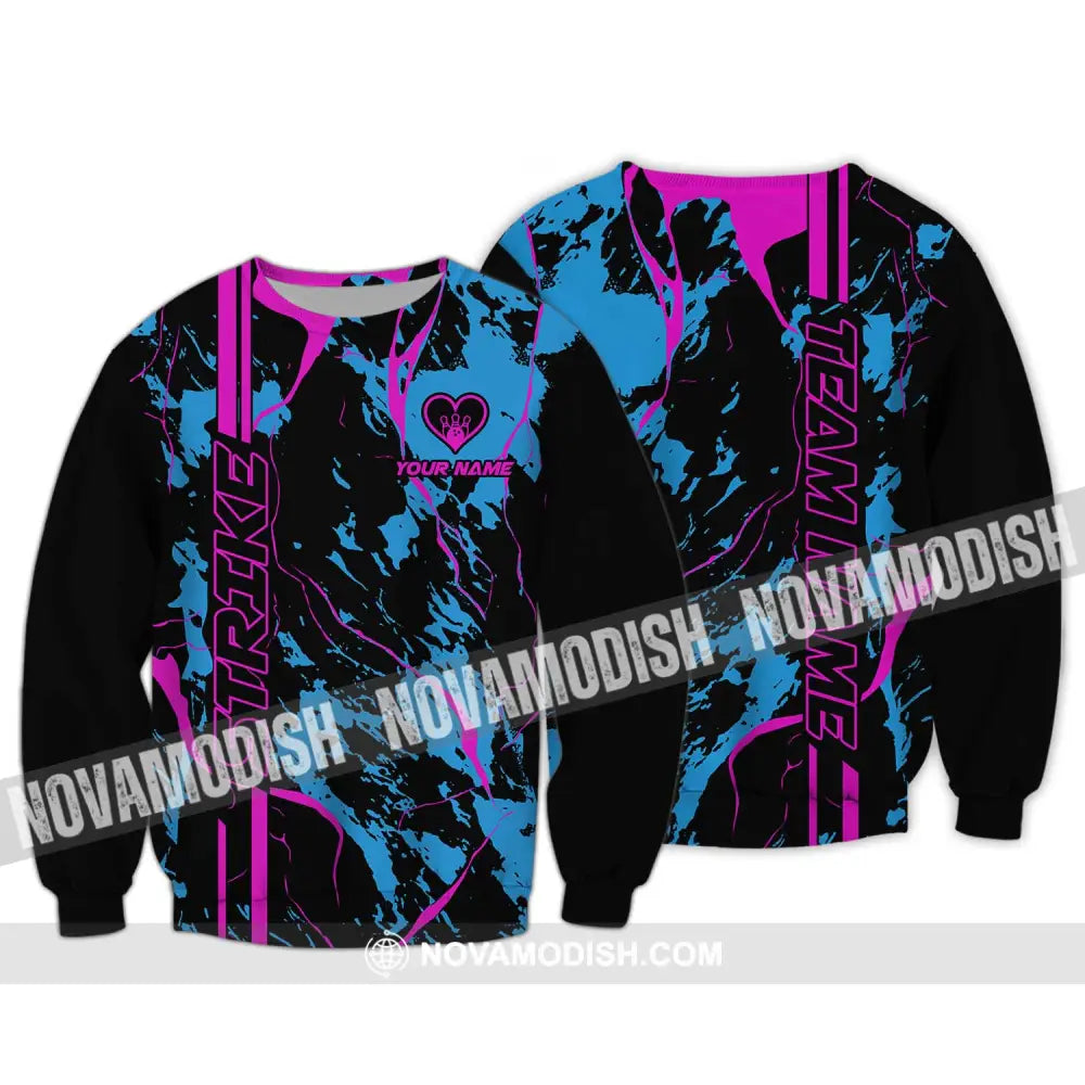 Unisex Shirt - Custom Name And Team Name Shirt - Strike Bowling - Bowling Lover Gift - Bowling Shirt Long Sleeve / S
