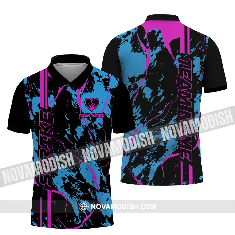 Unisex Shirt - Custom Name And Team Name Shirt - Strike Bowling - Bowling Lover Gift - Bowling Shirt Polo Shirt / S