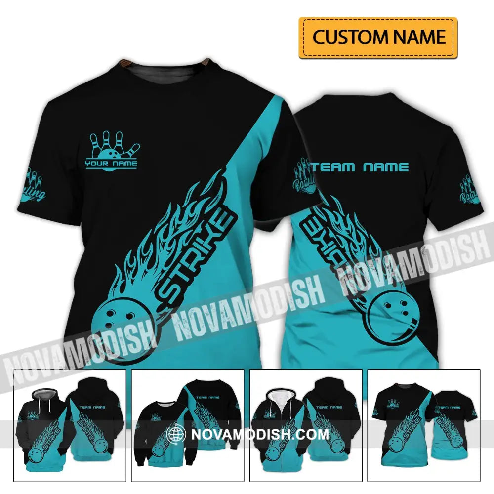 Unisex Shirt - Custom Name And Team Name Shirt - Strike Bowling Lover Shirt T-shirt
