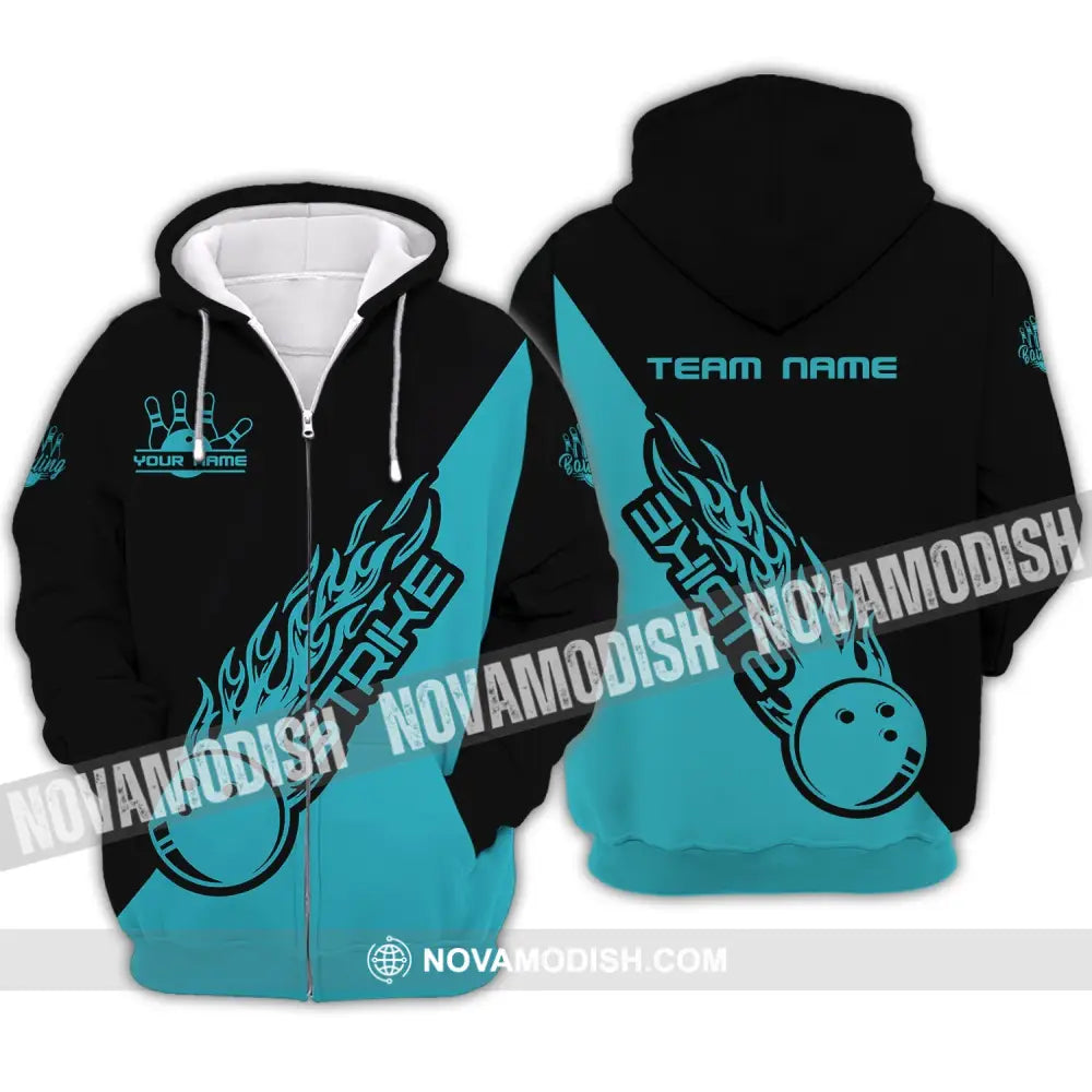 Unisex Shirt - Custom Name And Team Name Shirt - Strike Bowling Lover Shirt Zipper Hoodie / S T-shirt