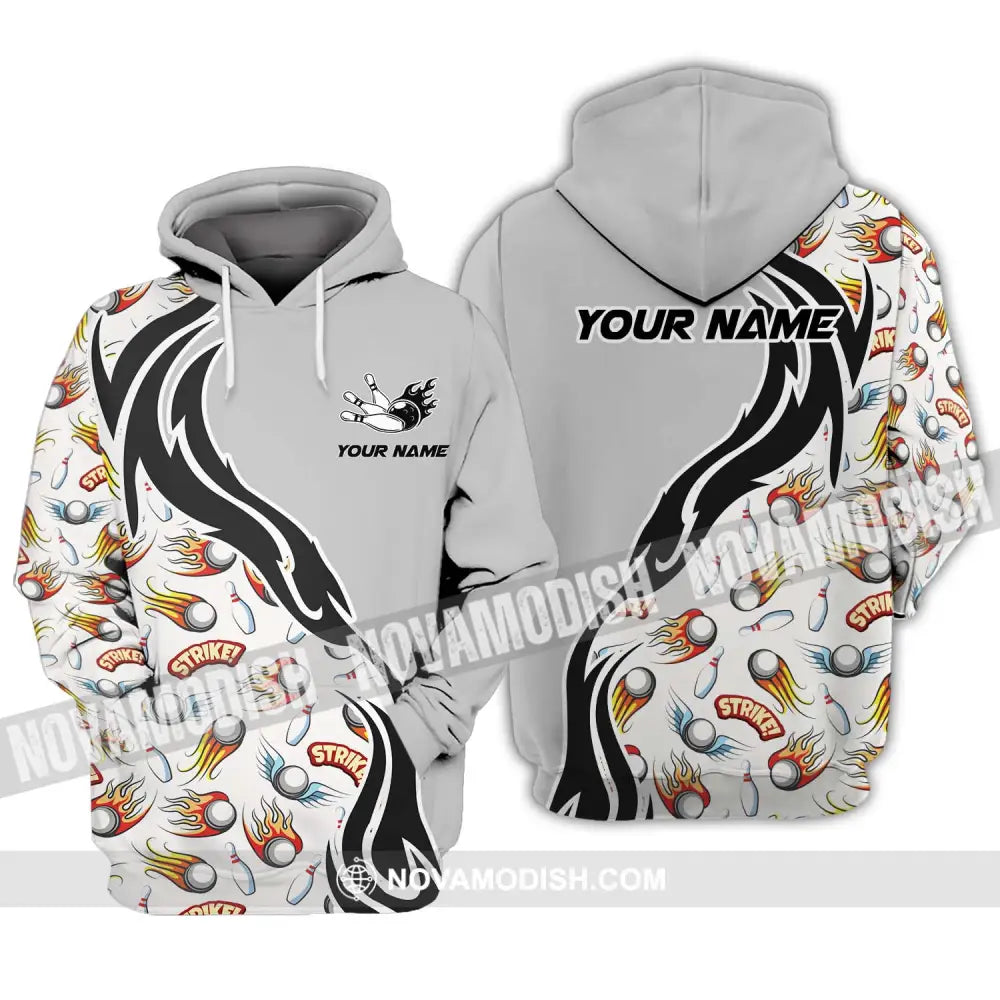 Unisex Shirt - Custom Name And Team Name Shirt Strike Fire Bowling Ball And Pins Hoodie / S T-shirt