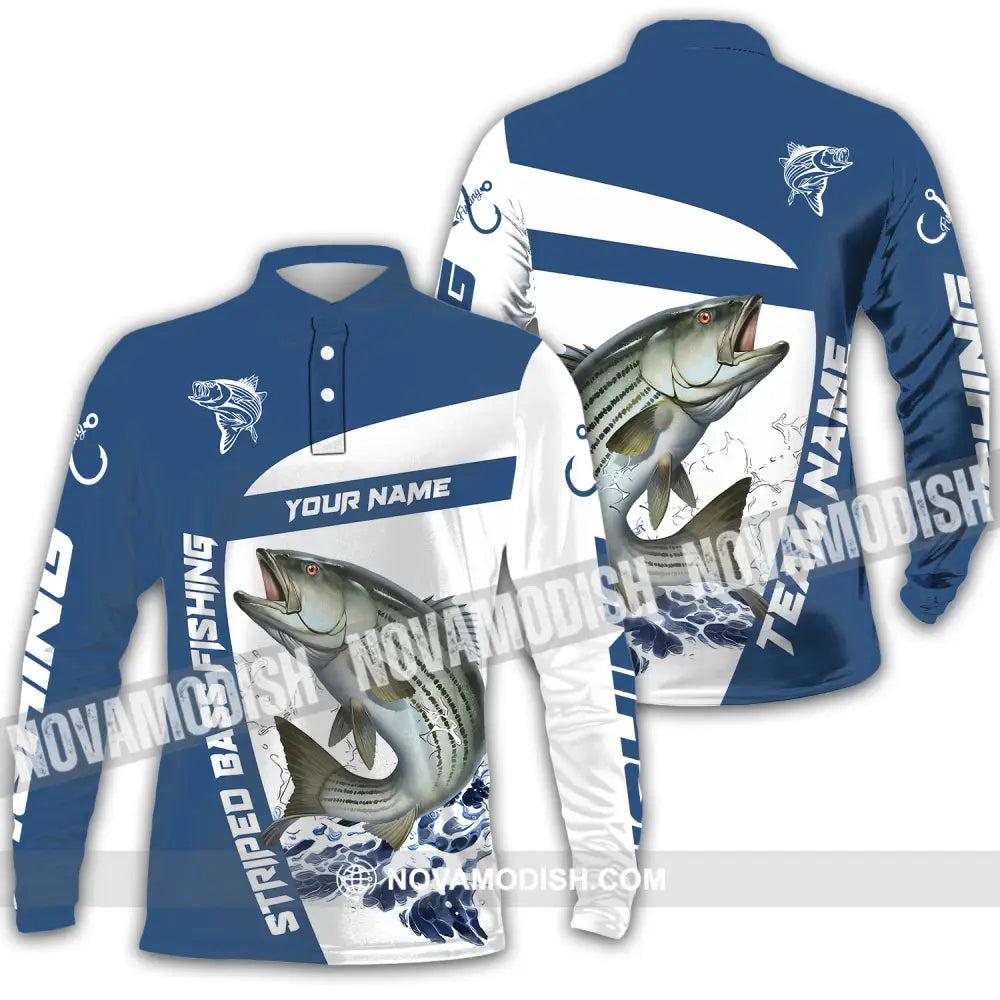Unisex Shirt - Custom Name And Team Name Striped Fishing Shirt Long Sleeve Polo / S T-shirt
