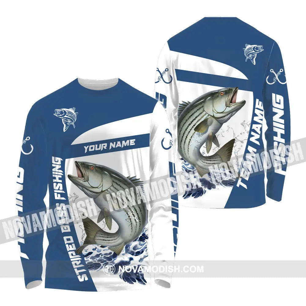 Unisex Shirt - Custom Name And Team Name Striped Fishing Shirt Long Sleeve Shirt / S T-shirt