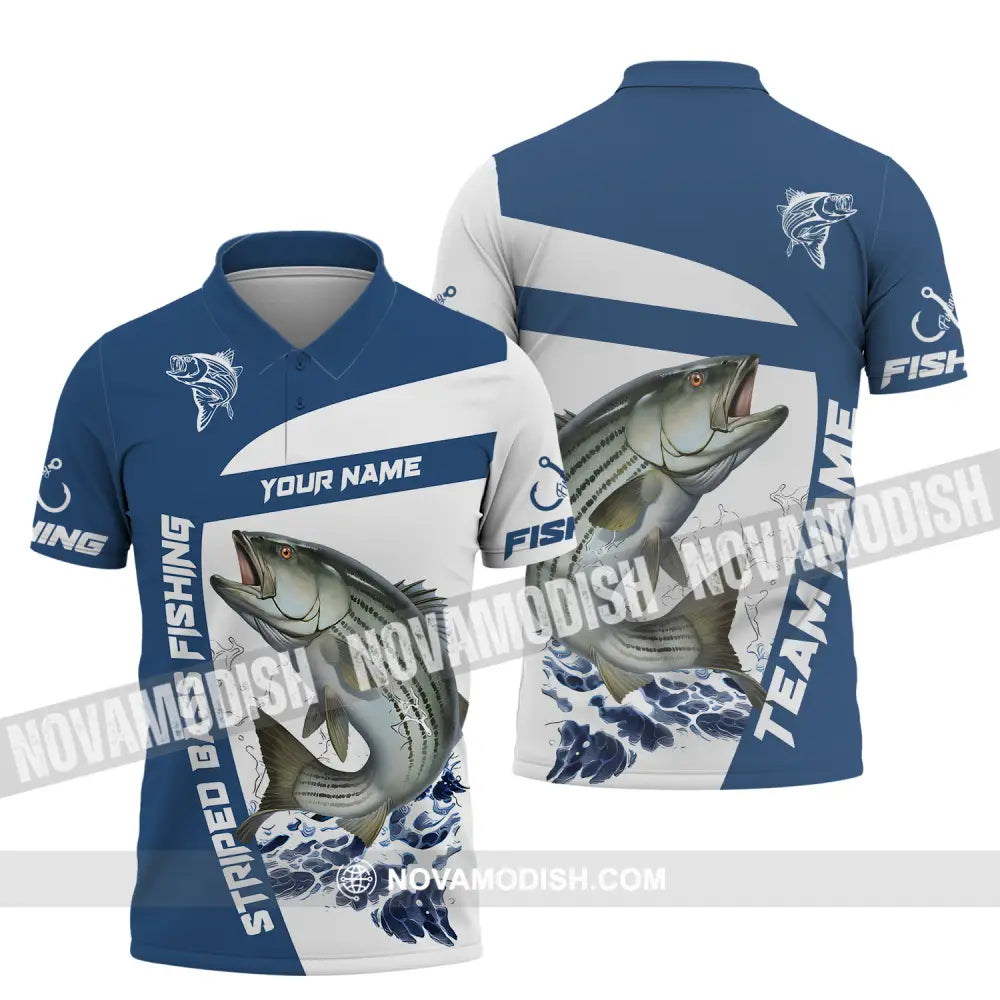 Unisex Shirt - Custom Name And Team Name Striped Fishing Shirt Polo Shirt / S T-shirt