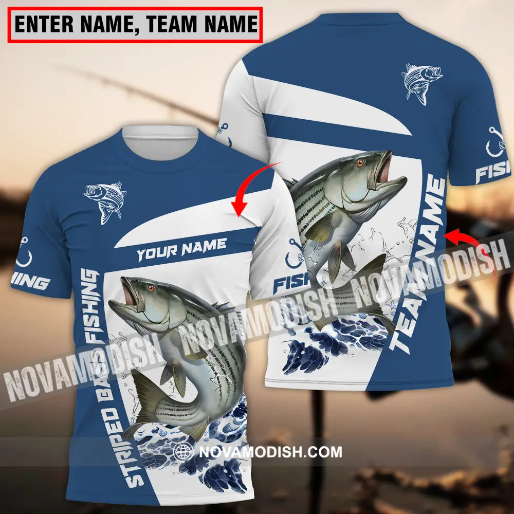 Unisex Shirt - Custom Name And Team Name Striped Fishing Shirt T-shirt